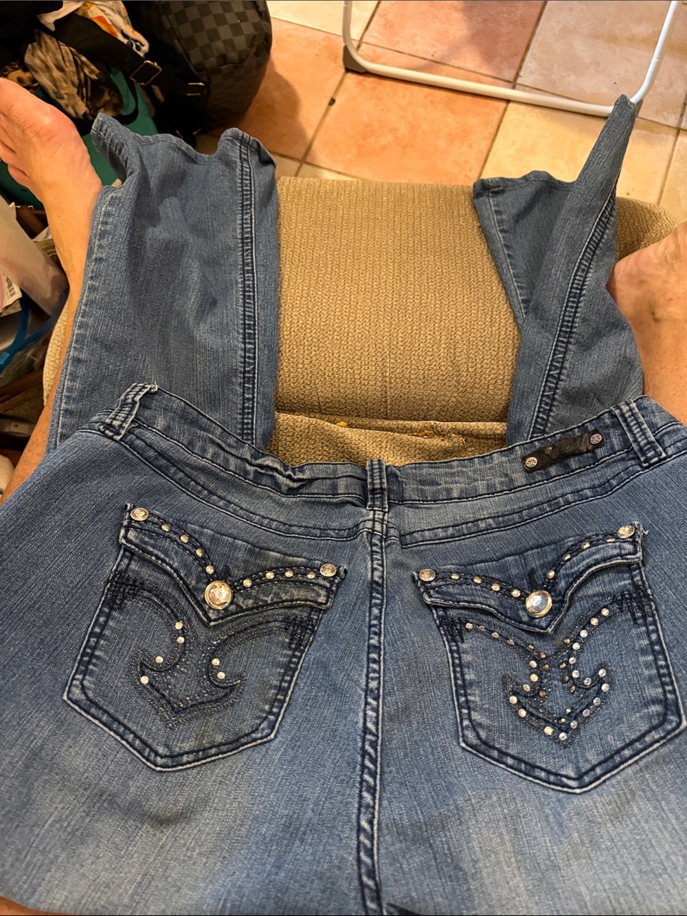 Royalty For Me Blue Denim Boot Cut Jeans with Studded Back Pockets